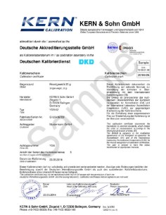 Certificat d'étalonnage Kern pour la balance PCB de 6 à 10kg