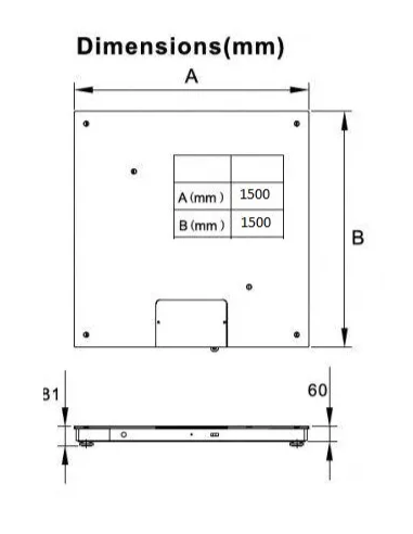 Plateforme au sol 1500x1500mm homologuée avec imprimante Milliot