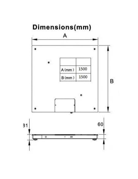 Plateforme au sol 1500x1500mm homologuée avec imprimante Milliot