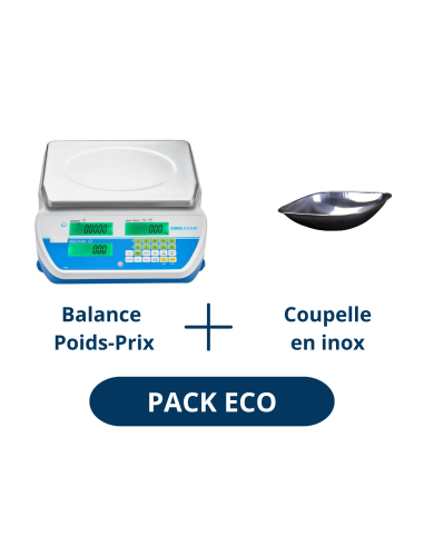 Pack Eco Balance poids-prix Adam SWZ et coupelle en inox